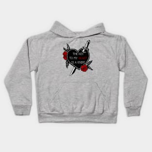 the key to my heart is a knife Kids Hoodie